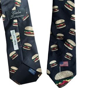 Vintage Carlos Tomasini  Burger Trek Silk Tie - Made in USA